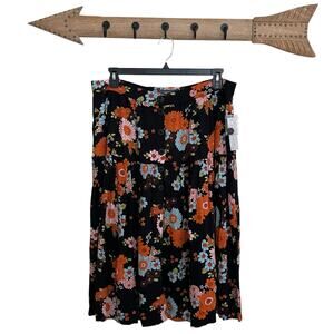 ModCloth | Black Floral Button Midi Skirt 16W NWT Cottagecore Prairie Fairy